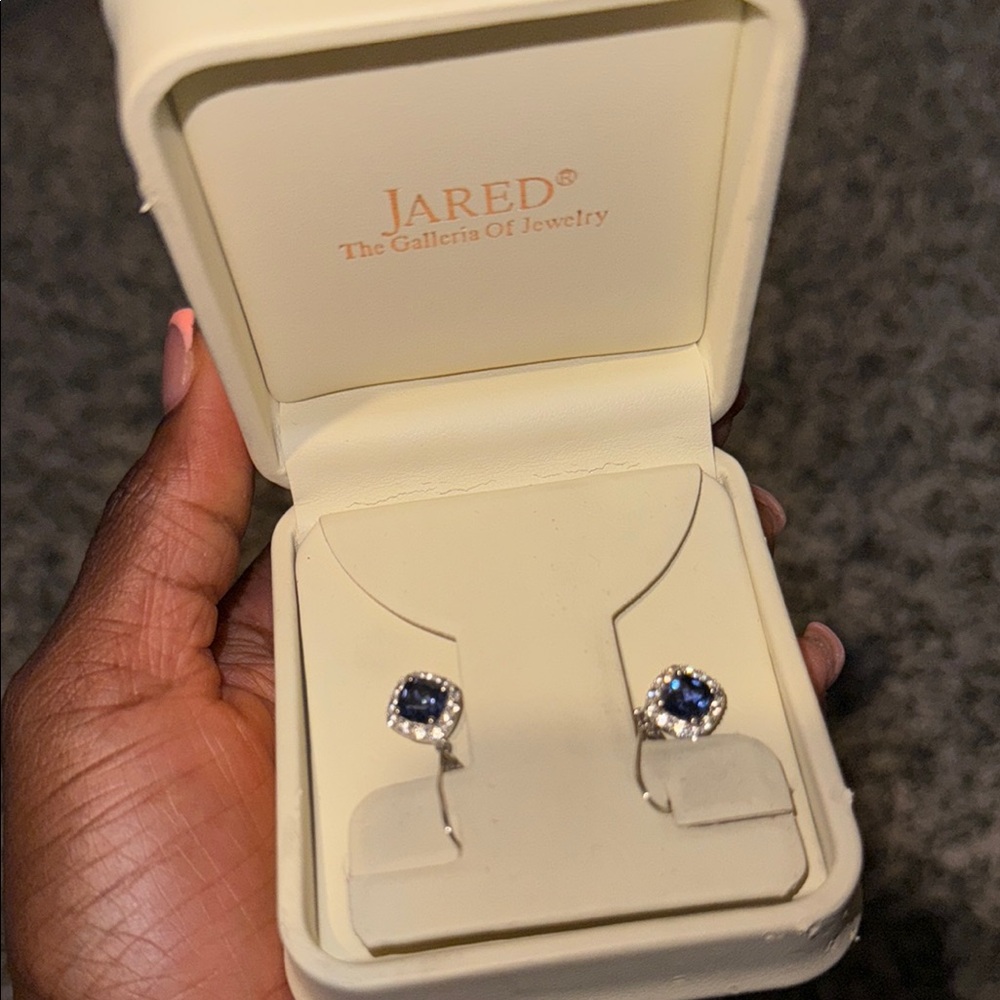 Red Silver and Blue Sapphire Earrings